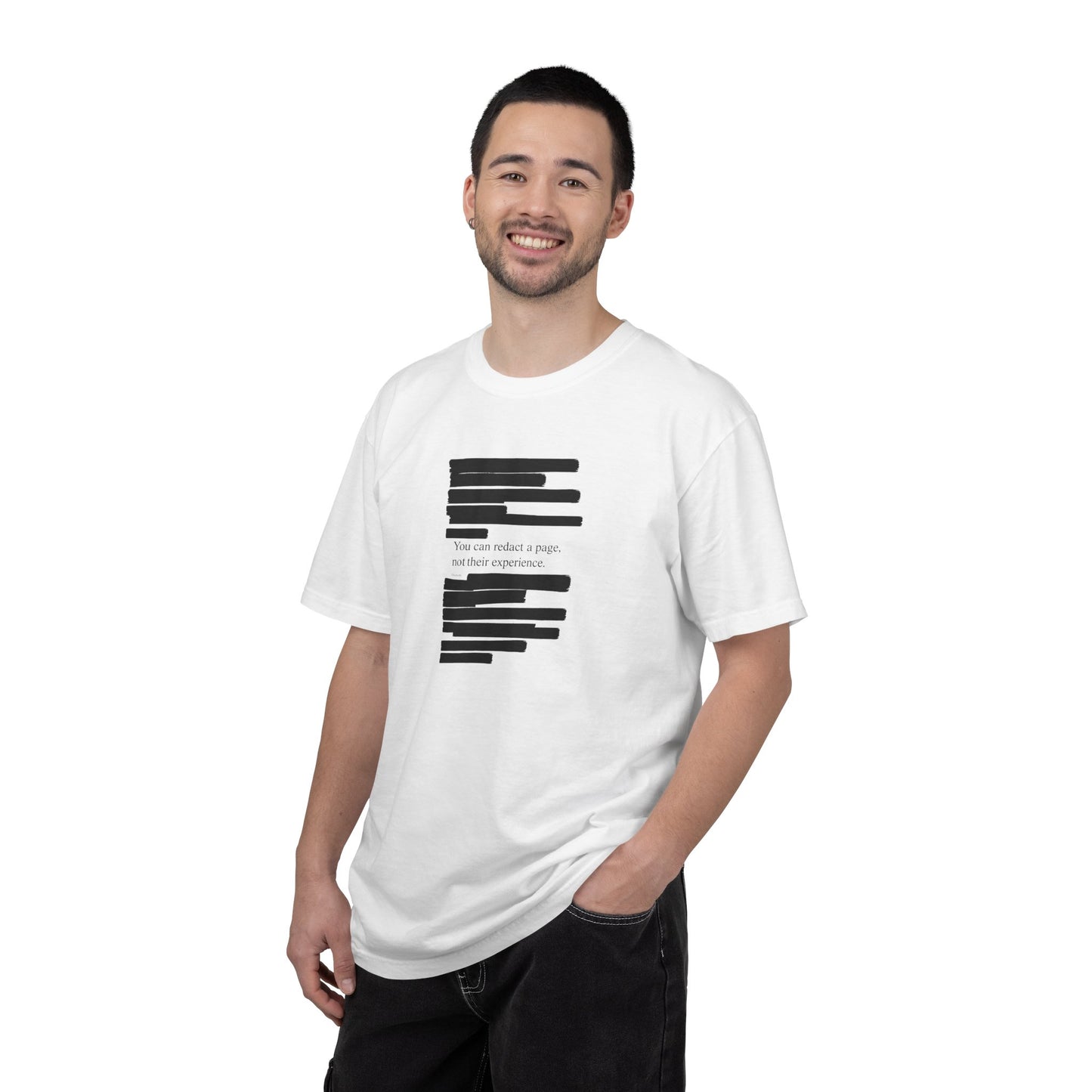 You can redact a page, not their experience T-shirt